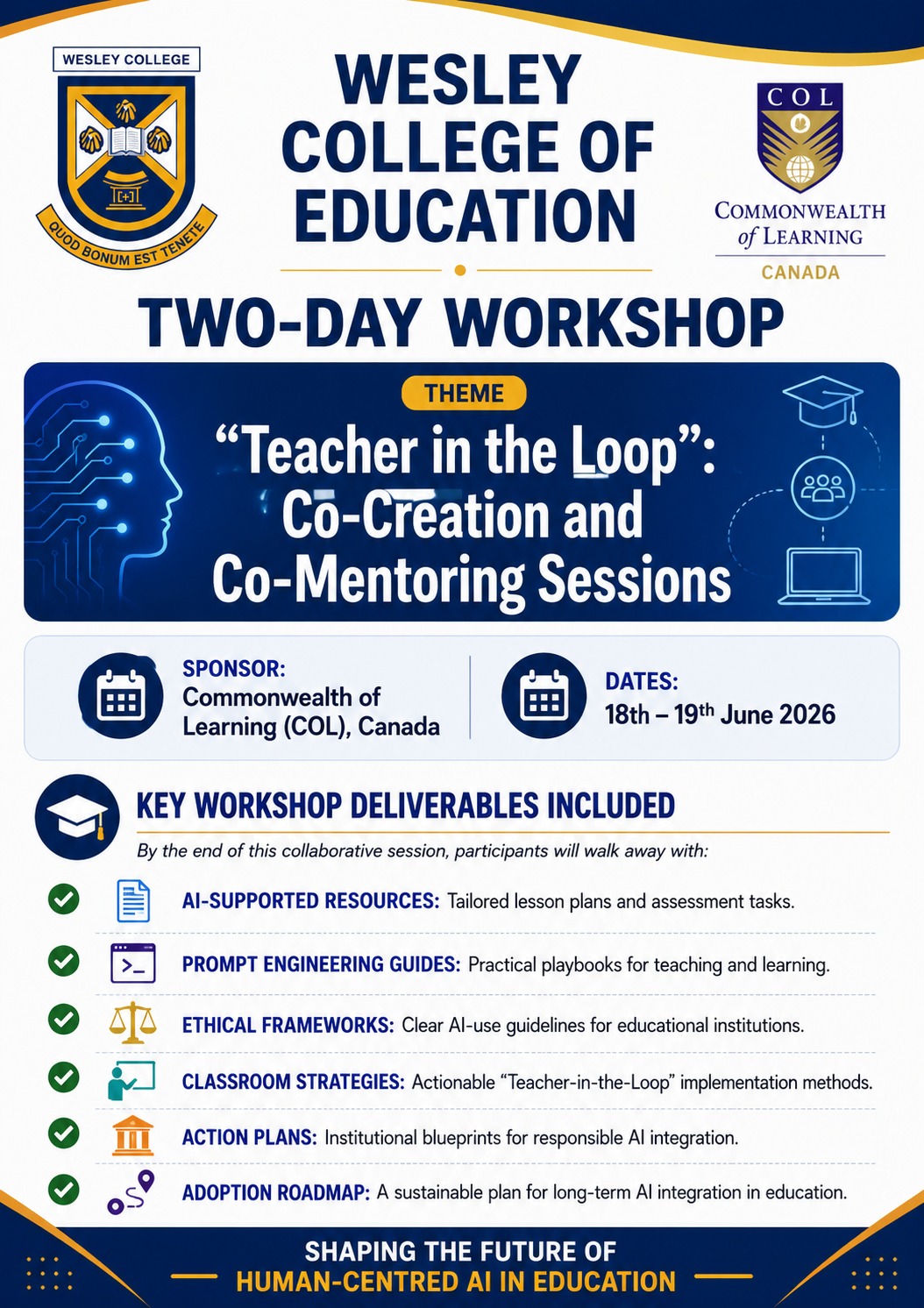 Wesley College of Education to Host Two-Day AI Workshop